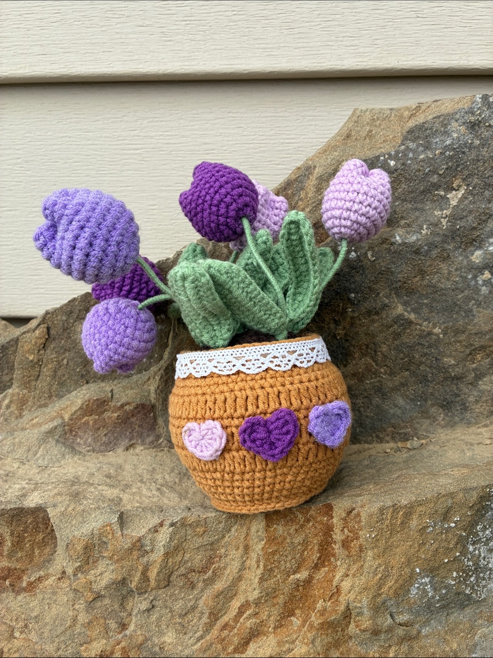 Charming Handmade Crochet Tulip Flower Pot